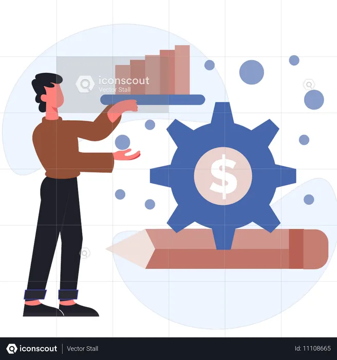 Junge Einstellung analysieren Diagramm  Illustration