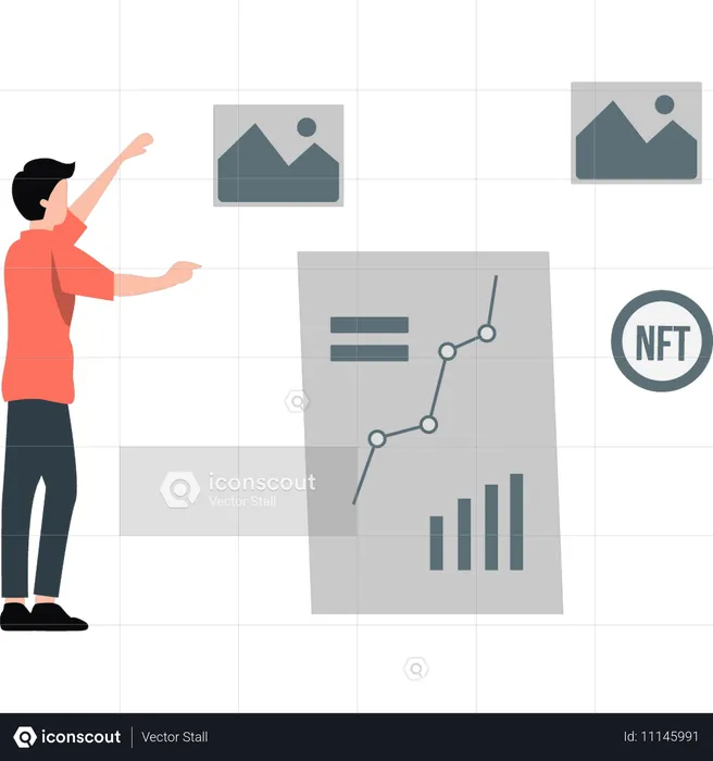 Junge erstellt analytisches Diagramm  Illustration