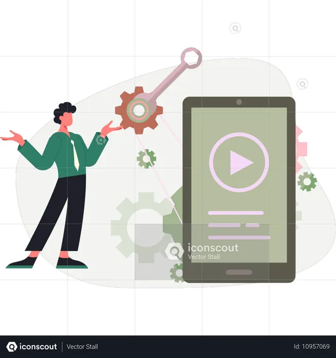 Junge erstellt Internet-Post  Illustration
