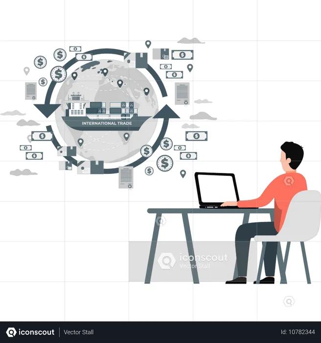 Junge erzählt von globaler Vernetzung  Illustration