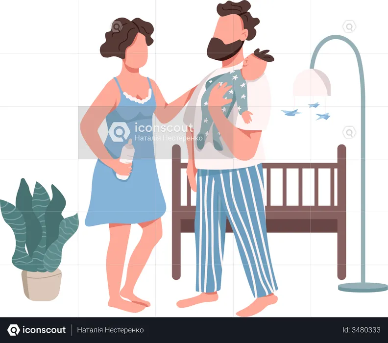 Junge Familie mit Baby  Illustration