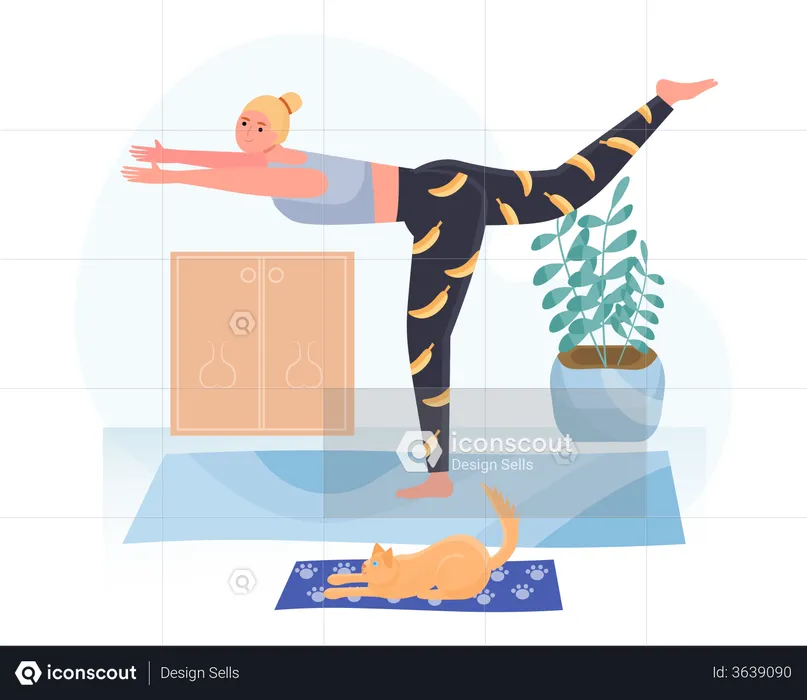 Junge Frau beim Yoga  Illustration