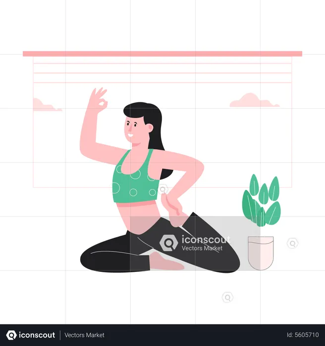 Junge Frau beim Yoga  Illustration