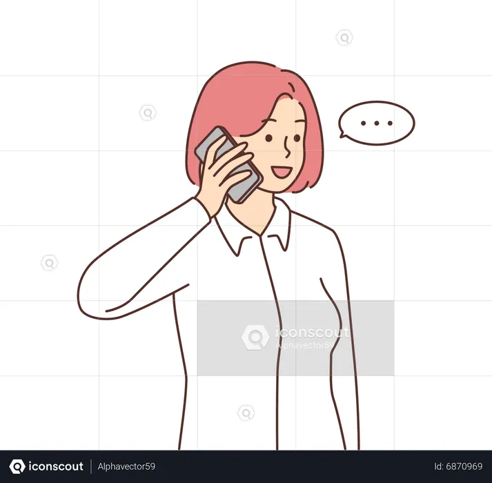 Junge Frau telefoniert mit Handy  Illustration