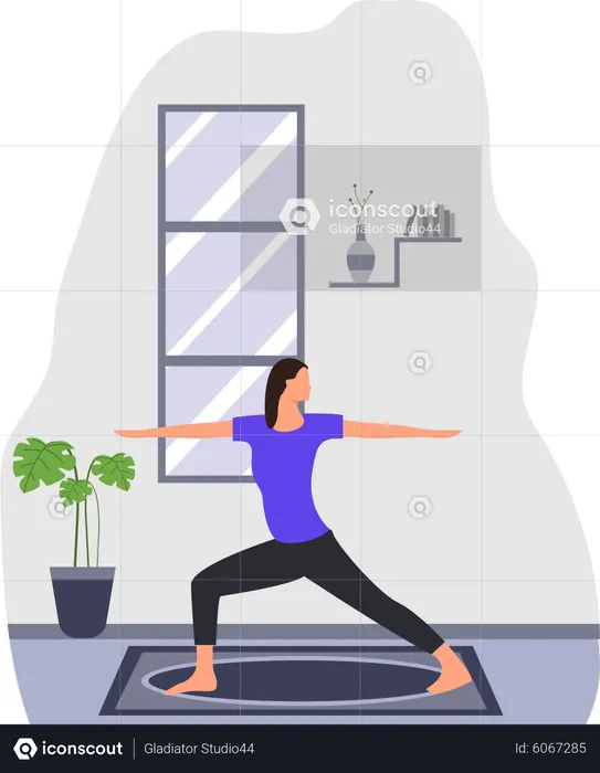 Junge Frau praktiziert Trikonasana  Illustration