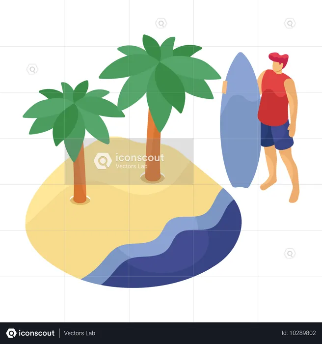 Junge genießt am Strand  Illustration