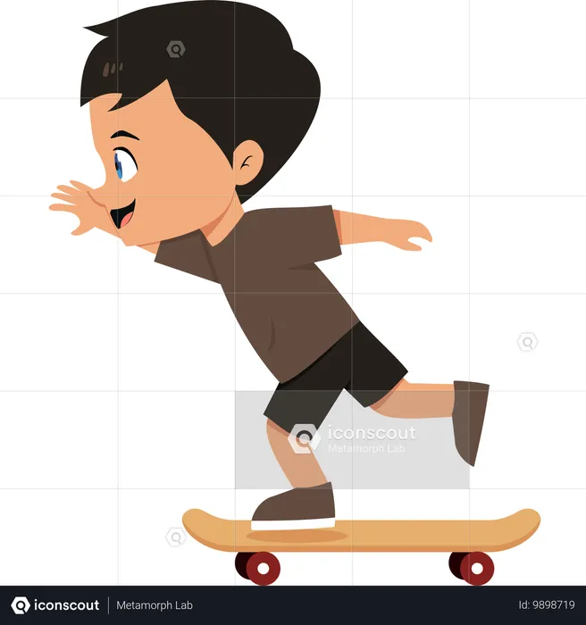 Junge hat Spaß beim Skateboarden  Illustration