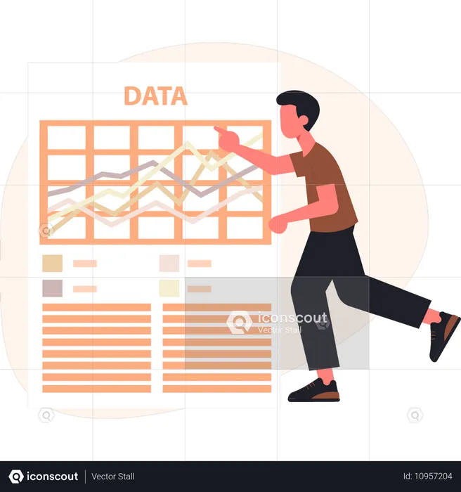 Junge mit Datenanalyse zufrieden  Illustration