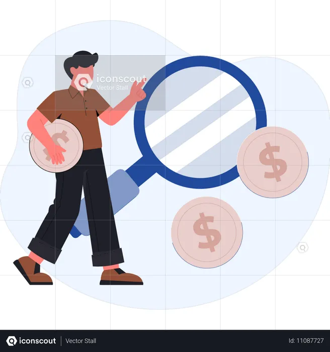 Junge der dollarmünze hält  Illustration