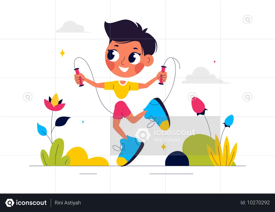 Junge hat Spaß am Seilspringen  Illustration