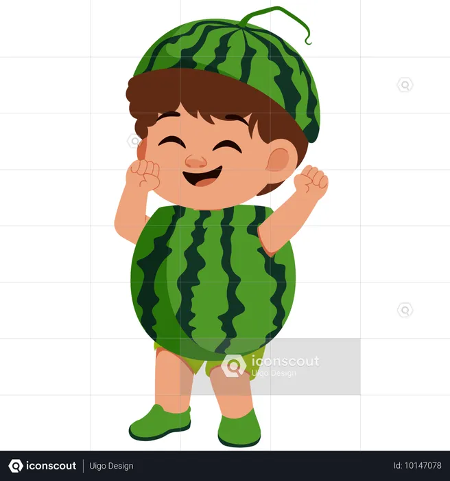 Junge im Wassermelonenkostüm  Illustration