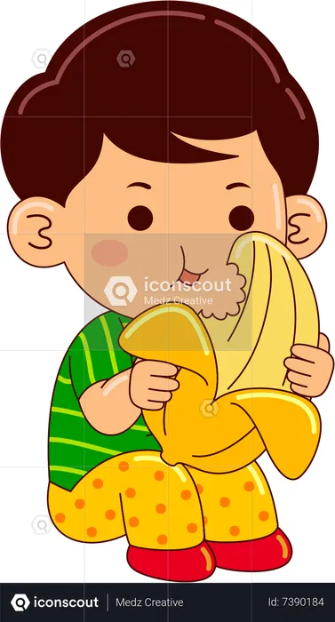 Junge isst Banane  Illustration