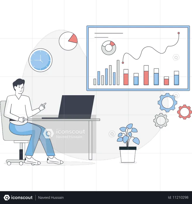 Junge legt Finanzmanagement fest  Illustration