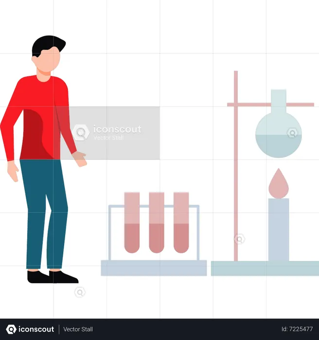 Junge macht Experimente im Labor  Illustration