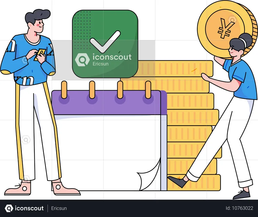 Junge macht Finanzkalender  Illustration