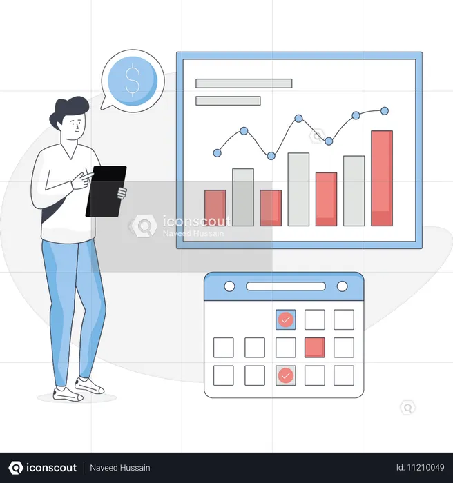 Junge macht Finanzplanung  Illustration