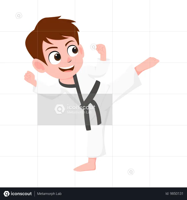 Junge macht Karate  Illustration