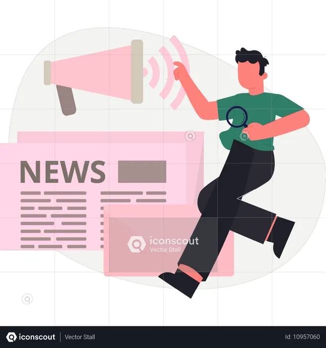 Junge macht Marketingnachrichten  Illustration