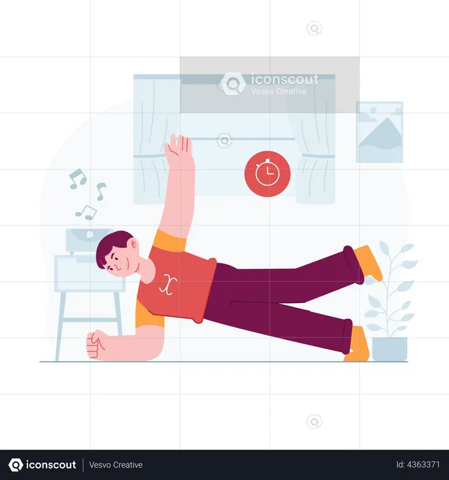 Junge macht seitliche Plank-Pose  Illustration