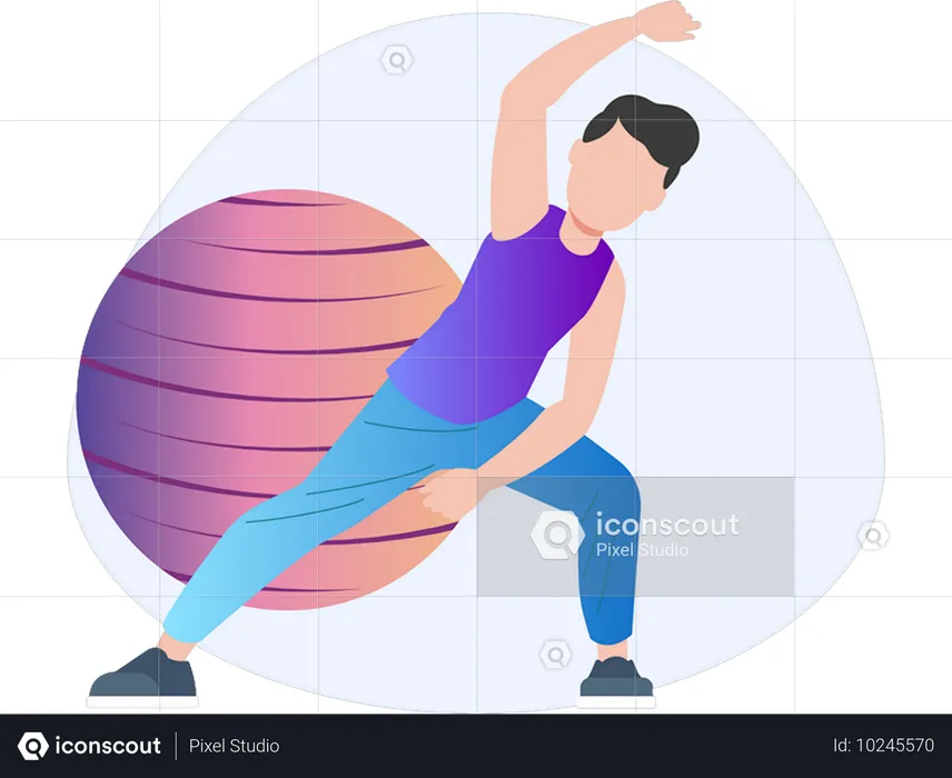 Junge macht Übungen mit Ball  Illustration