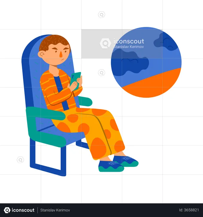Junge plant Urlaubsreise  Illustration