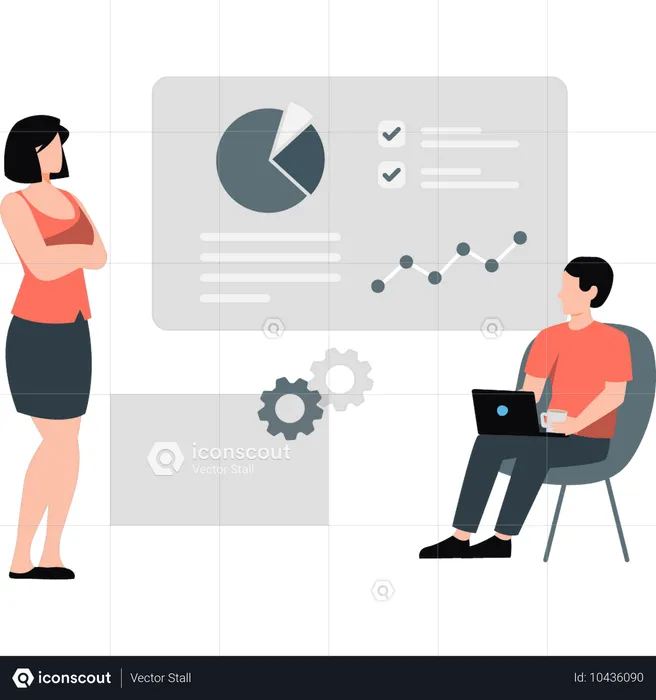 Junge präsentiert analytische Grafik an Bord  Illustration