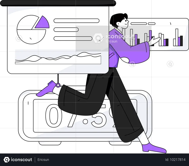 Junge läuft für Geschäftspräsentation  Illustration