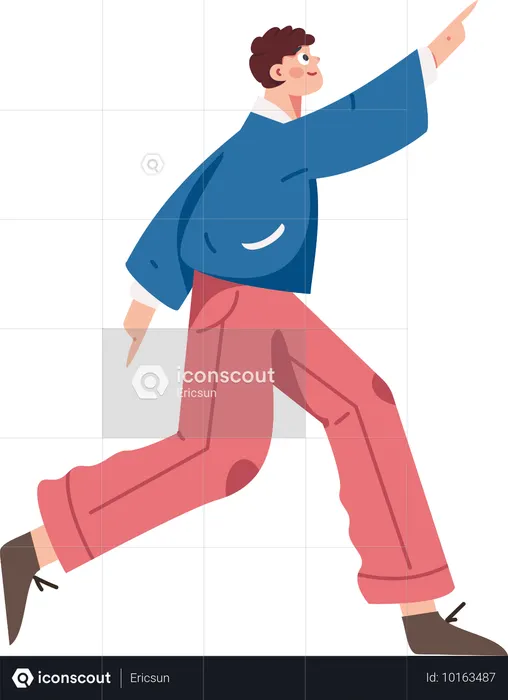 Junge rennt mit erhobener Hand  Illustration