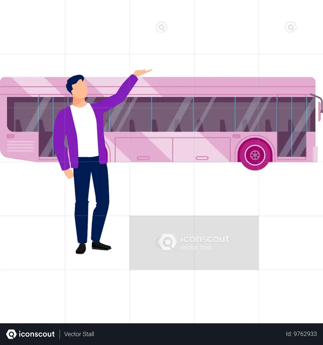 Junge ruft Bus  Illustration