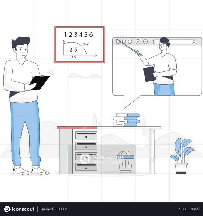 Junge beobachtet eine Methode der mathematischen Frage  Illustration