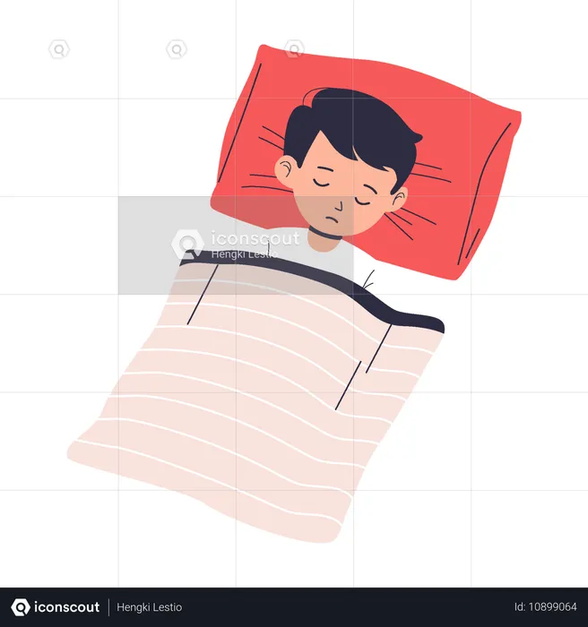 Junge schläft im Bett  Illustration