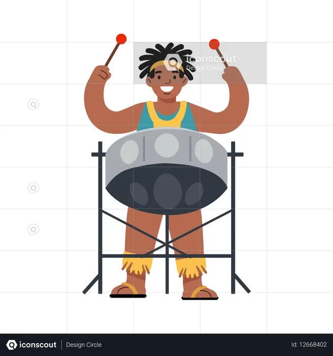 Junge schlägt Trommel  Illustration