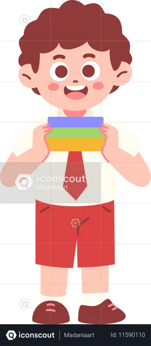 Junge Student tragen Bücher  Illustration