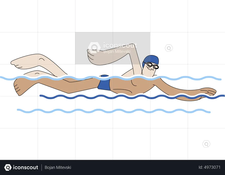 Junge, Schwimmen  Illustration