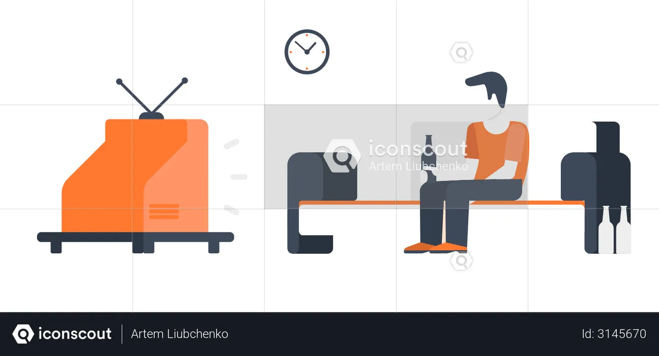 Junge vor dem Fernseher  Illustration