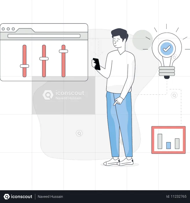 Junge sucht Webentwicklung  Illustration