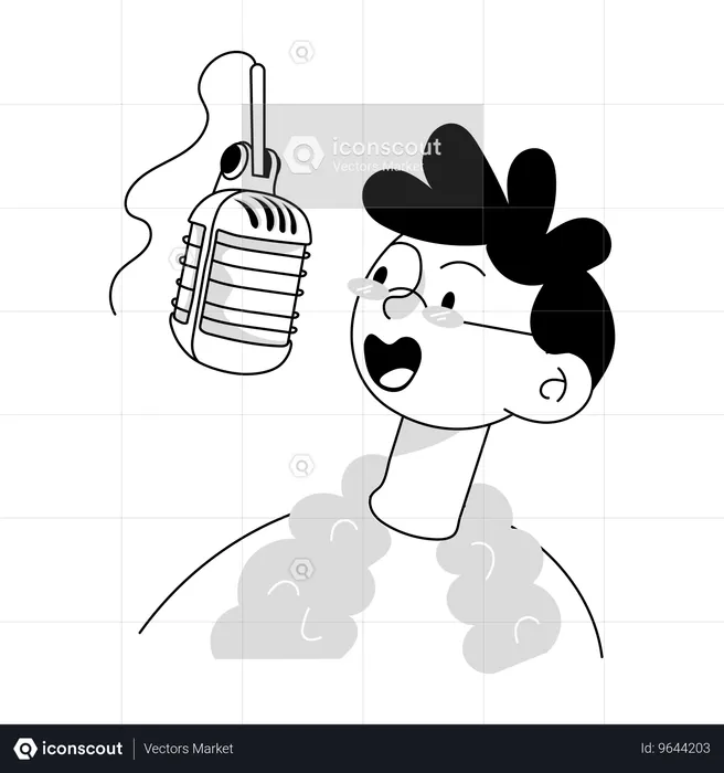 Junge singt Karaoke  Illustration