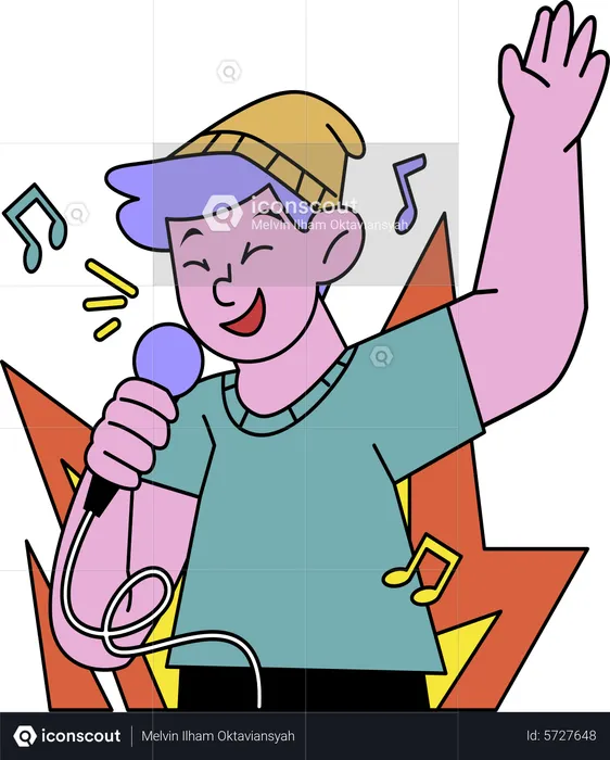 Junge singt Karaoke-Lied  Illustration