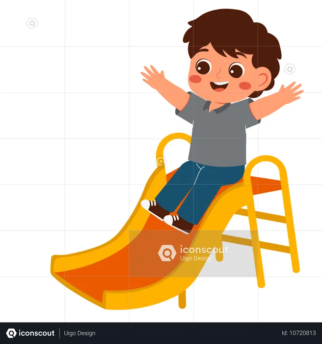 Junge spielt auf dem Spielplatz  Illustration