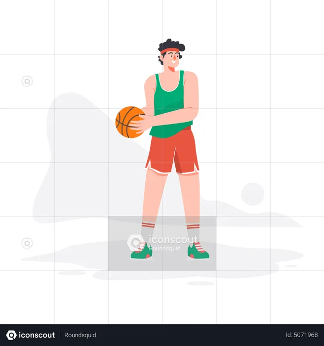 Junge spielt Basketball  Illustration