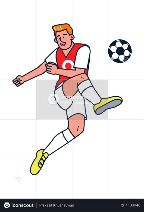 Junge kickt Fußball  Illustration