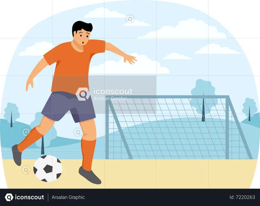 Junge spielt Fußball  Illustration