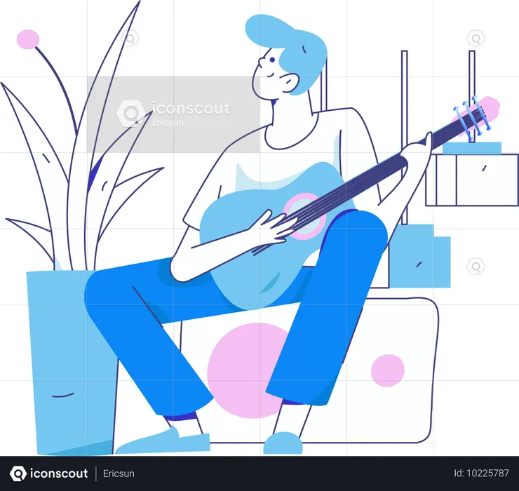 Junge spielt Gitarre  Illustration