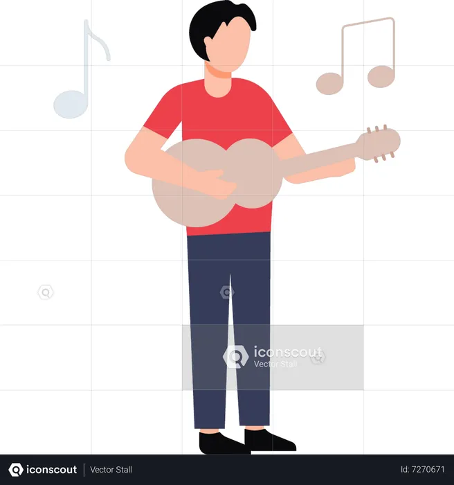 Junge spielt Gitarre  Illustration