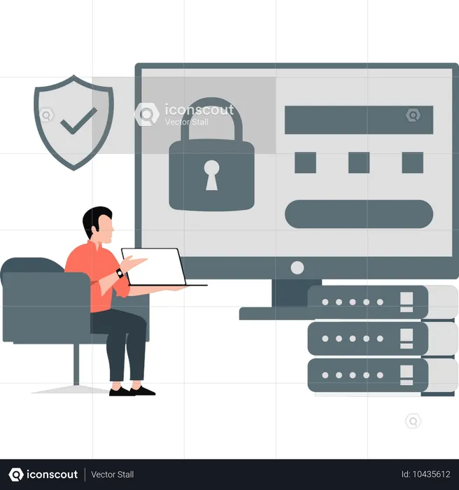 Junge spricht über Datenbanksicherheit  Illustration