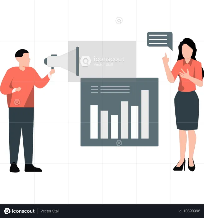 Junge spricht über Geschäftsdiagramm  Illustration