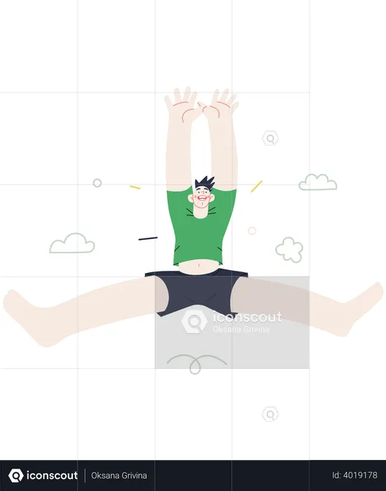 Junge springt in die Luft  Illustration