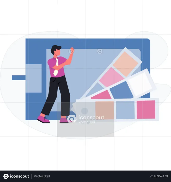 Junge steht neben Website-Tag  Illustration