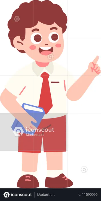 Junge Schüler halten Buch  Illustration