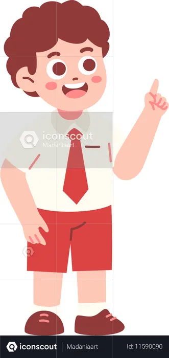 Junge Student hebt Finger  Illustration